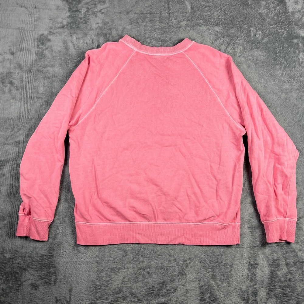 Old Navy Sweatshirt Womens Medium Pink Fleece Lined Ribbed Trim V Insert Neck - Picture 4 of 4